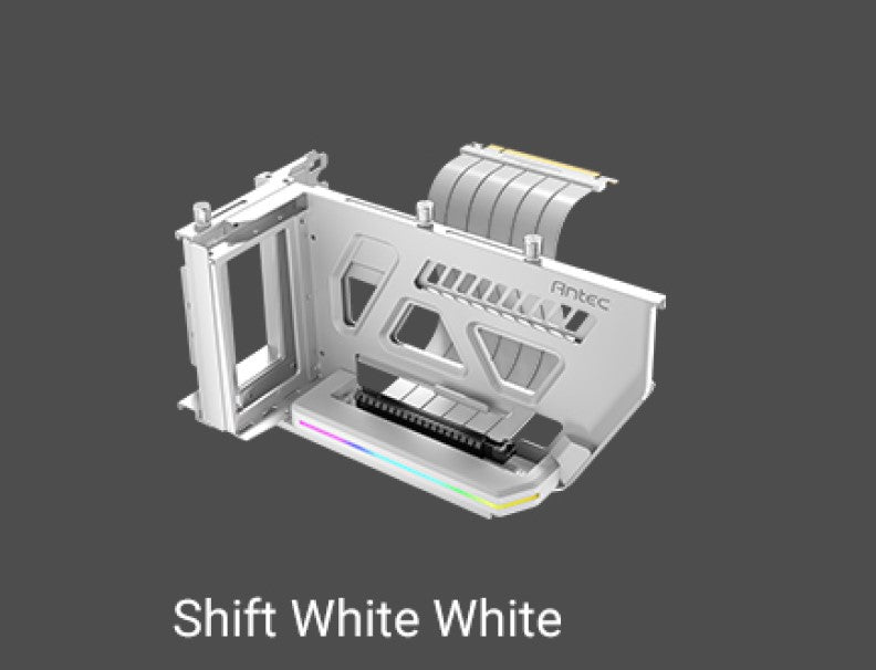 Antec RGB Adjustable Shift PCI Vertical GPU Bracket PCI-E 4.0 Riser Cable white (190mm) for 4090 & 7900 XTX Cards. E-ATX, ATX, Case. 4 PCI required - Image 2