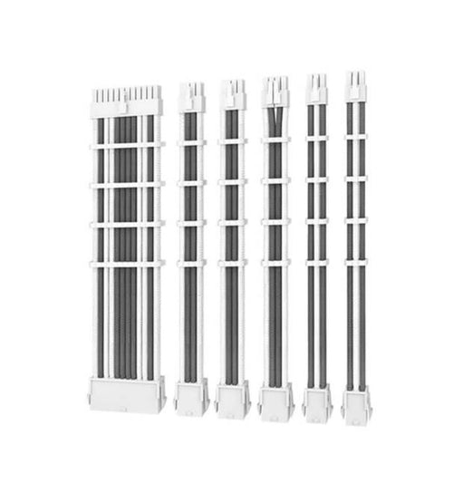(LSAntec CIP4 Cable Kit White Grey - 6 Pack, 24ATX, 4+4 EPS, 16AWG Thicker, High Performance 300mm long Length. Premium Sleeved & Universal - Image 2