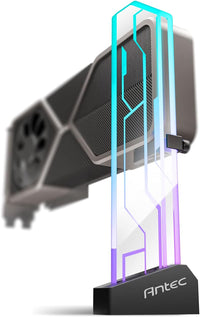 Antec RGB GPU Support Bracket, Graphics Card Holder, Addressable RGB 5V 3PIN RGB Connector. Tempered Glass Black(LS) - Image 2