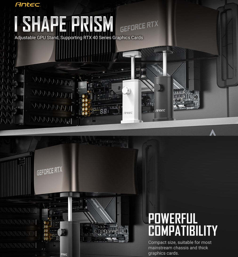 Antec IGPU, VGA Bracket Holder. Solid Construction & durability - Black Aluminum Alloy Metal. Magnetic Non-Slip Base, Tool Free. Stable Rubber Pad top - Image 1