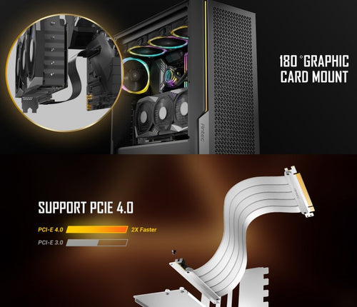 Antec Adjustable Vertical Bracket with 200mm High Performance PCI-E Riser Cable. New 2024. White Universal Case support(LS) - Image 2
