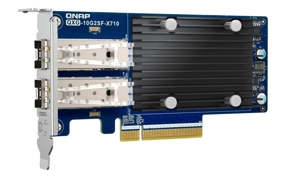 QNAP PQXG-10G2SF-X710 Dual-port SFP+ 10GbE network expansion card; low-profile form factor; PCIe Gen3 x8  3 Years Warranty - Image 1