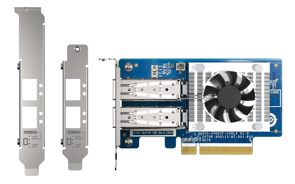 QNAP QXG-25G2SF-CX6 Dual-port 25GbE Network Expansion Card, NVIDIA Mellan ox ConnectX-6 LX SmartNIC Controller, PCIe Gen4, Port Trunking, SR-IOV, RoCe - Image 1