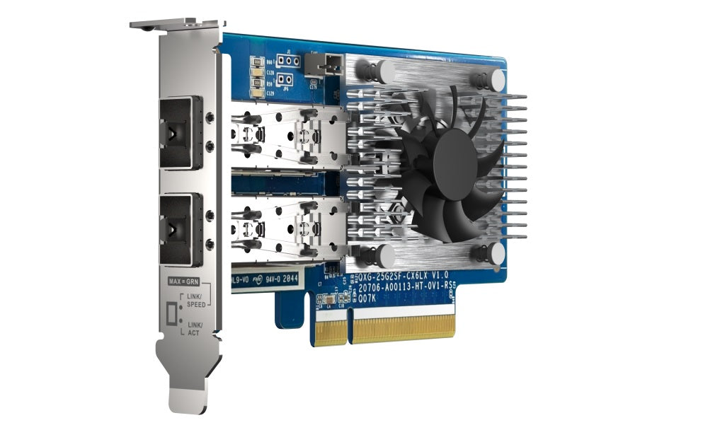 QNAP QXG-25G2SF-CX6 Dual-port 25GbE Network Expansion Card, NVIDIA Mellan ox ConnectX-6 LX SmartNIC Controller, PCIe Gen4, Port Trunking, SR-IOV, RoCe - Image 3