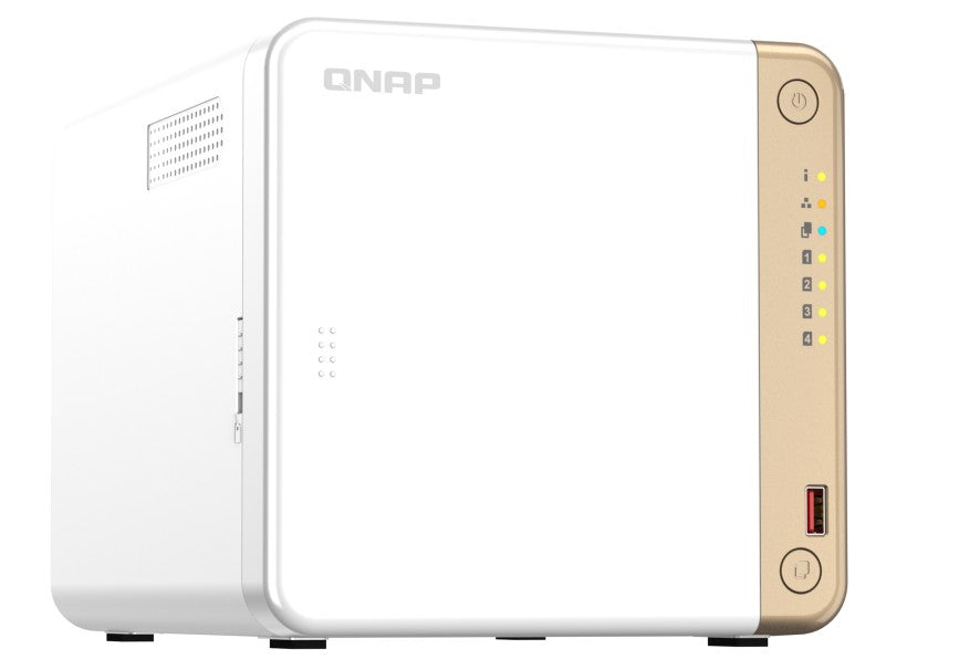 QNAP TS-462-4G 4-Bay desktop NAS, Intel® Celeron® N4505 dual-core, 4 GB DDR4 onboard not expandable, 4 x 3.5"/2.5" SATA 6Gb/s drive bays, 2 x M.2 2280 - Image 1