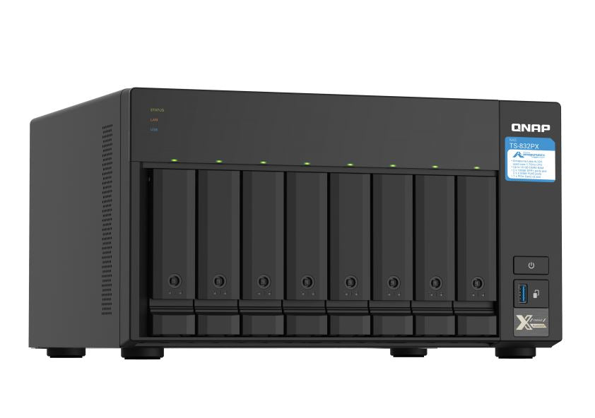 QNAP TS-832PX-4G 8 Bay NAS lpine AL324 ARM® Cortex-A57 quad-core 1.7GHz 4G DDR4 Hot-swappable 2x10GbE SFP+ 2x2.5GbE WOL 1xPCIe 3xUSB3.2 2YR WTY - Image 2