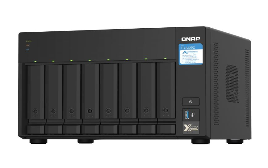 QNAP TS-832PX-4G 8 Bay NAS lpine AL324 ARM® Cortex-A57 quad-core 1.7GHz 4G DDR4 Hot-swappable 2x10GbE SFP+ 2x2.5GbE WOL 1xPCIe 3xUSB3.2 2YR WTY - Image 3