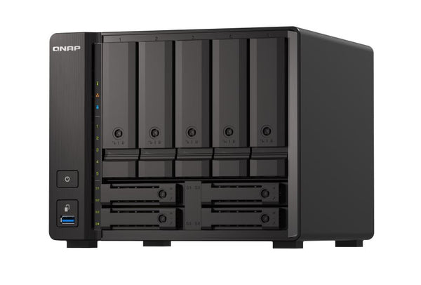QNAP TS-h973AX 9-Bay NAS AMD Ryzen™ Embedded V1500B quad-core eight threads 2.2 GHz processor 8G Hot-swappable 2 x2.5GbE 1x10GBASE-T 4xUSB3.2 3YR WTY
