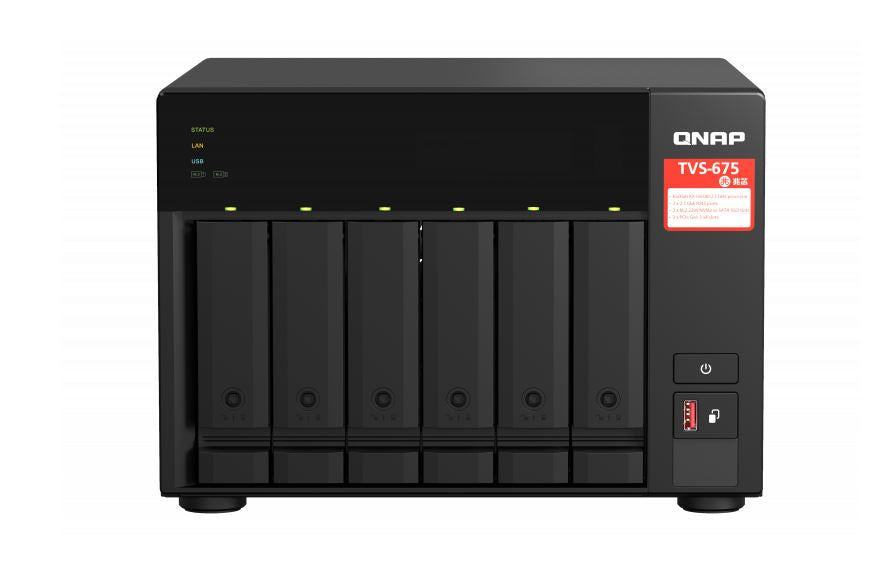 QNAP TVS-675-8G 6 Bay NAS ZhaoXin KX-U6580 8-core 2.5GHz 8G DDR4 Hot-swappable 2xM.2 2280 PCIe Gen 3 x1 2 x2.5GbE WOL 2xPCle Gen 2xUSB3.2 3yr wty - Image 1