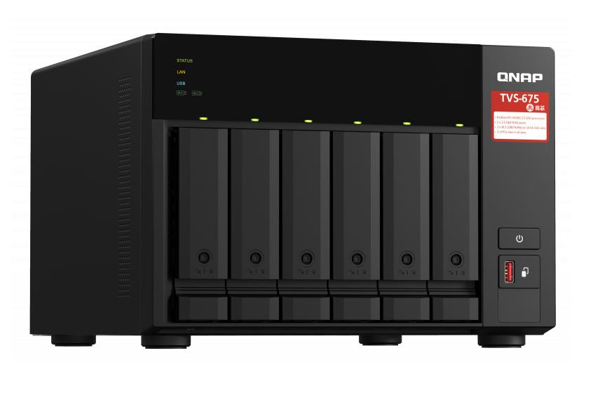 QNAP TVS-675-8G 6 Bay NAS ZhaoXin KX-U6580 8-core 2.5GHz 8G DDR4 Hot-swappable 2xM.2 2280 PCIe Gen 3 x1 2 x2.5GbE WOL 2xPCle Gen 2xUSB3.2 3yr wty - Image 2