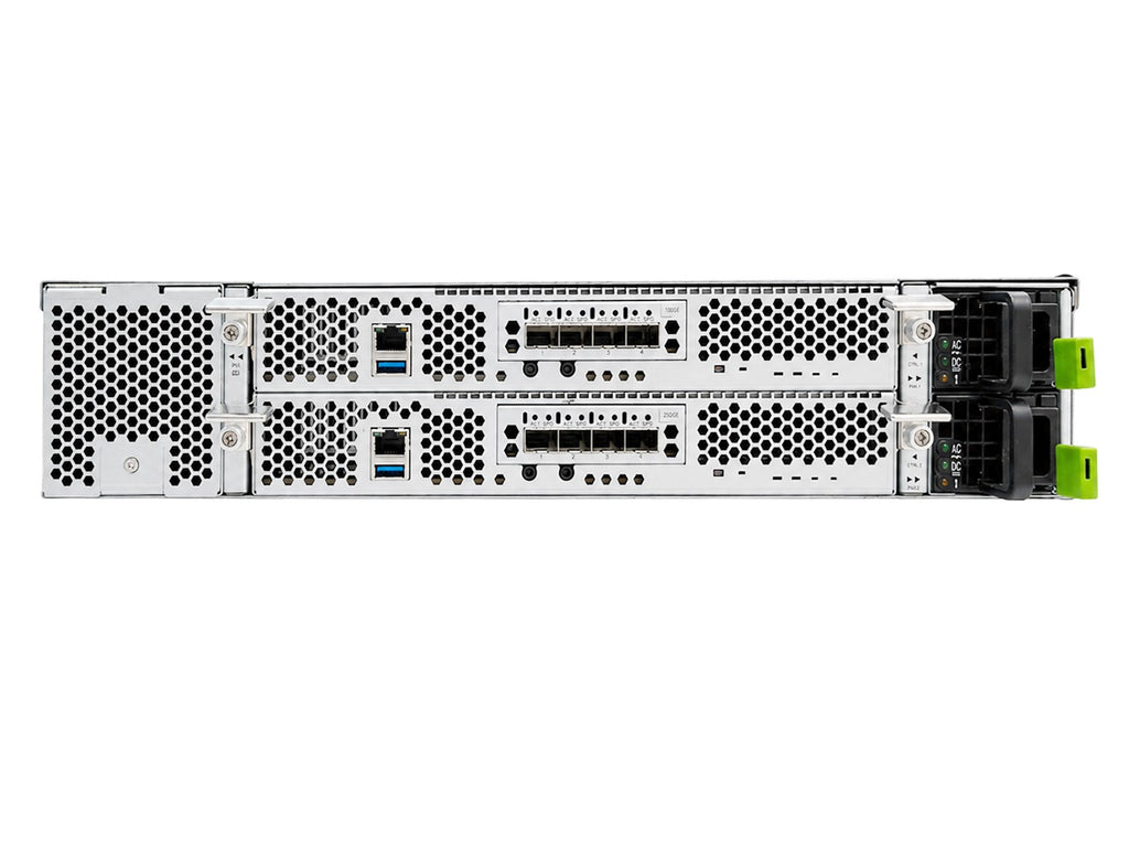 QSAN XE5 NVMe-oF JBOF XE5026D-10Gx4 Dual Controller, Intel 4-core Xeon, DDR4 16GB, 10GbE SFP+ x 8, 2U26, GBIC x 4, Front bezel, Rail kit - Image 3