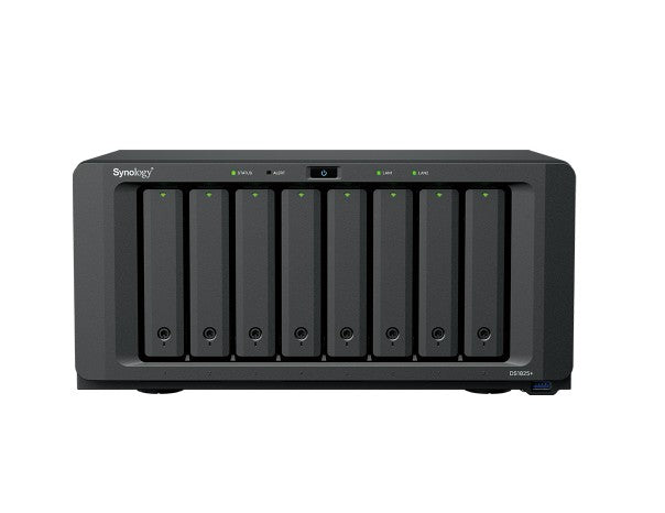 Synology DiskStation DS1825+ 8 Bay NAS, Diskless 3.5" HDD/SSD (0/8), 2x M.2 NVMe (0/2), AMD Ryzen V1500B 4 Core 2.2GHz, 8GB RAM - Image 1