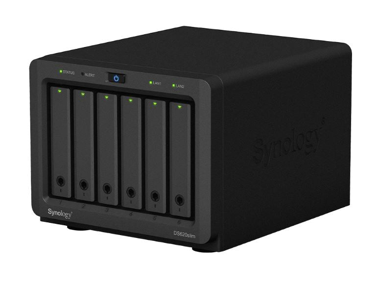 Synology DiskStation DS620 slim 6 Bay NAS Intel Celeron J3355  2-core 2.0 2GB DDR3L non-ECC SODIMM Hot Swappable 2xRJ-45 1GbE LAN 2xUSB 3.0 2 yrs wty - Image 2