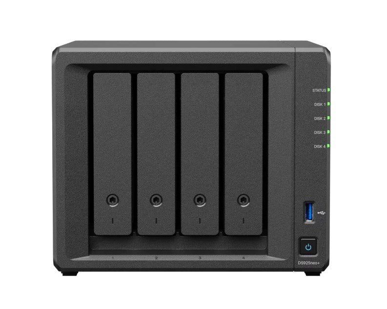 Synology DiskStation DS925NEO+ 4-Bay 3.5" Diskless, AMD Quad Core CPU, 4GB Non-ECC RAM, 2x 2.5GbE, 2 x USB3.2, 1 x Expansion port, 3 Yr Wty DSM7.3 - Image 1