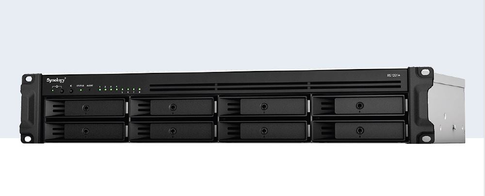 Synology RackStation RS1221RP+ 8 Bay AMD RyzenTM V1500B quad-core 2.2 GHz 4G DDR4 Hot swappable 2xUSB 3.2xExpansion port 2U 4 x 1GbE 1x4-lanex8 slot - Image 1