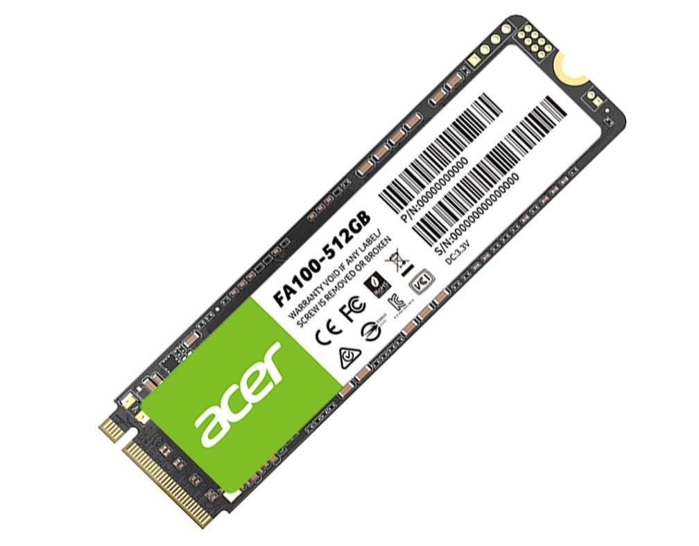 ACER FA100-512GB SSD M.2 NVMe PCIe Gen 3*4 Read speed 3300MB/ sWrite Speed 2200MB/s  BL.9BWWA.119 - 5 Year Warranty - Image 1