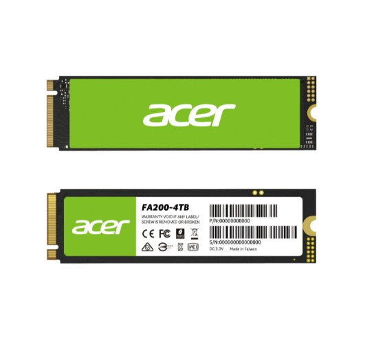 ACER FA 200-4TB SSD M.2 NVMe PCIe Gen 4*4 Read speed 7100MB/ s Write Speed 6100MB/s BL.9BWWA.150 - 5 Year Warranty