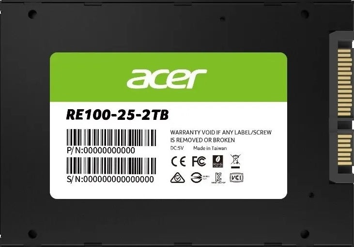 ACER RE100-2TB SSD 2.5 SATA  lll Writing Speed 503 MB/s Reading Speed 558 MB/s BL.9BWWA.110 -5 Year Warranty - Image 1