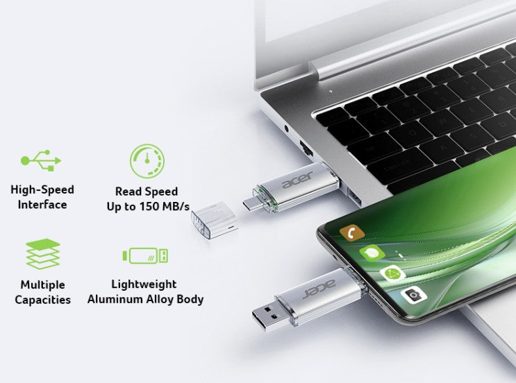 Acer UT300 512GB USB Flash Drive PCBA USB3.0 Gen 1 Type-A/Type-C - 5 Year Warranty - Image 3