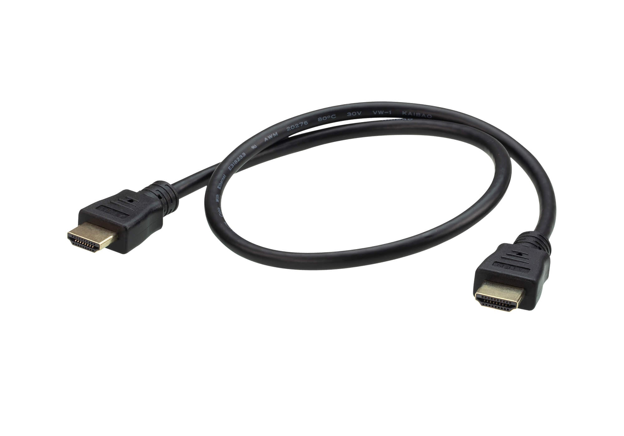 Aten 0.6m 4K HDMI High Speed Ethernet cable, supports up to 4096 x 2160 @ 60Hz, High quality tinned copper wire with Gold-plated connectors - Image 2