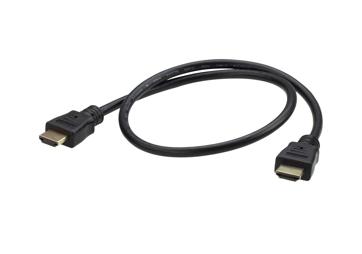 Aten 0.6m 4K HDMI High Speed Ethernet cable, supports up to 4096 x 2160 @ 60Hz, High quality tinned copper wire with Gold-plated connectors - Image 1