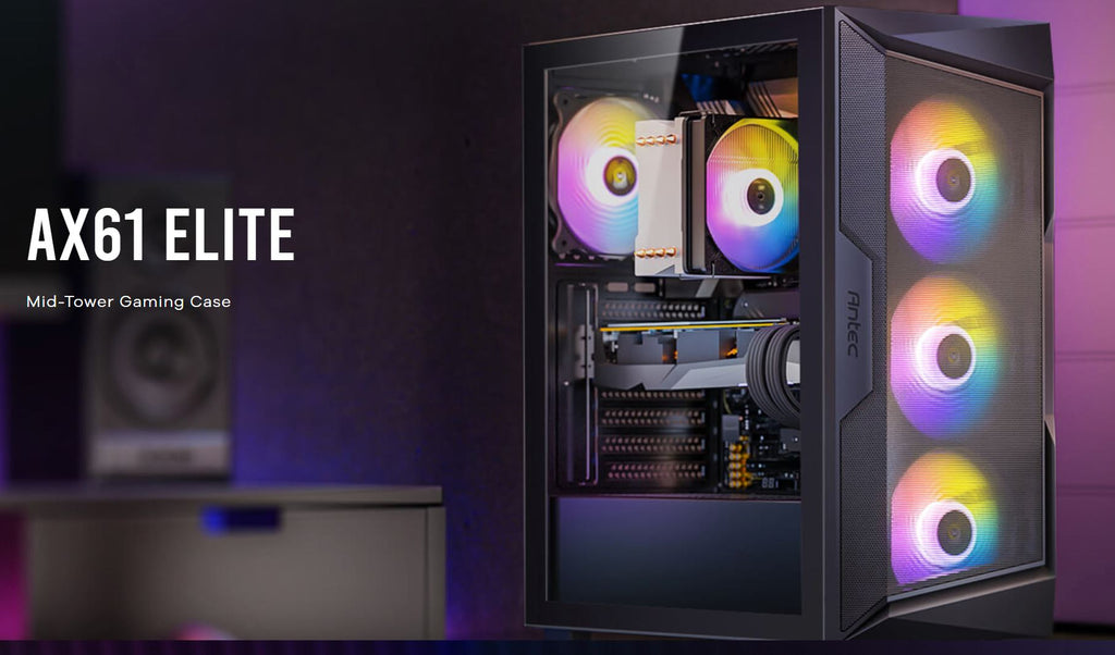 Antec AX61 Elite ATX, 4x ARGB 120mm Fans included, Up to 8x 120mm. 360mm Radiator Front & 240mm Top, 32CM GPU & 16CM CPU, High Airflow Gaming Case - Image 5
