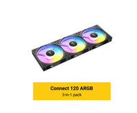 Antec Connect C120 ARGB Black Performance 120mm 4-pin PWM | LED: 3-pin  Vibration Absorbing and Anti-Noise Pads Easy Assemble 3pack Case Fans - Image 1