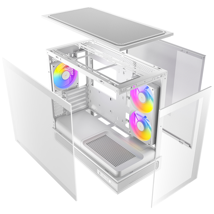 Antec C2M ARGB - White, Micro-ATX/ITX, steel/glass, 5 slots, 415mm GPU, 165mm CPU, 240mm ARGB fan, USB-C 10Gbps - Image 4