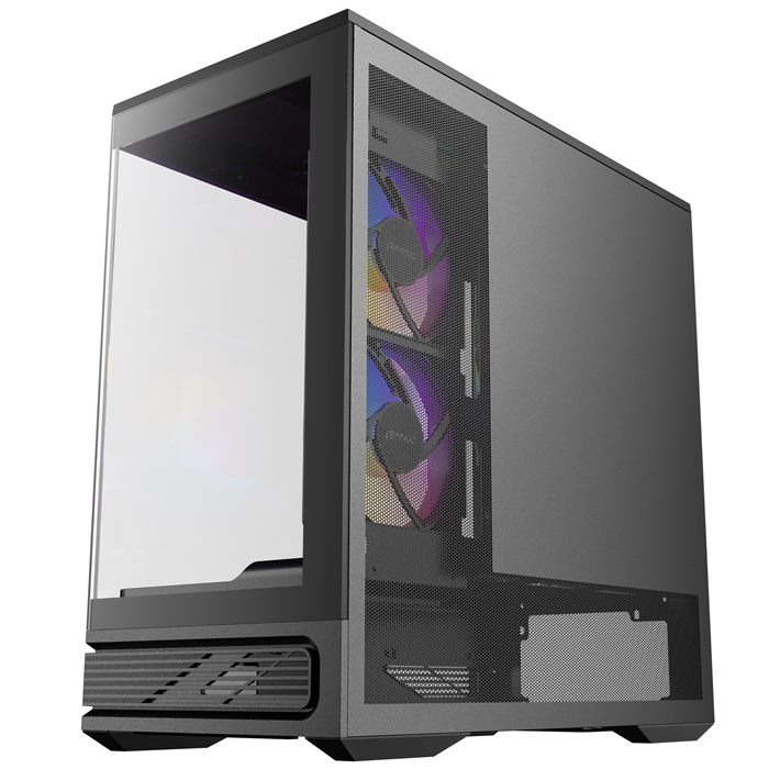 Antec C2M ARGB - Black, Micro-ATX/ITX, steel/glass, 5 slots, 415mm GPU, 165mm CPU, 240mm ARGB fan, USB-C 10Gbps - Image 2