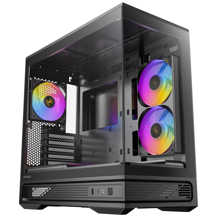 Antec C2M ARGB - Black, Micro-ATX/ITX, steel/glass, 5 slots, 415mm GPU, 165mm CPU, 240mm ARGB fan, USB-C 10Gbps - Image 5
