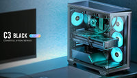 Antec C3 ARGB Black ATX,  270 Degrees View, 4x ARGB PWM Fans control, USB-C, 36CM top, 24cm Front. Cable Management, GPU 41.5 CM. Ultra Gaming Case - Image 3