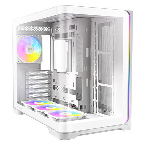 Antec C5 Curve ARGB ATX mATX, Dual Chamber, 4x Perfromance PWM ARGB fans, 4mm TG, USB Type-C 3.2 Gen 2 x 1, Mid Tower White Case - Image 2