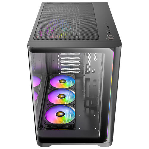 Antec C5 Curve ARGB ATX mATX, Dual Chamber, 4x Perfromance PWM ARGB fans, 4mm TG, USB Type-C 3.2 Gen 2 x 1, Mid Tower Black Case - Image 2