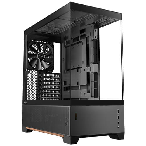 Antec C6 WOOD - Black, Mid Tower, ATX/Micro-ATX/ITX, Tempered Glass, USB-C 10Gbps, 3 PWM Fans, 360mm Radiator, 450mm GPU, 2Yr Wty - Image 1