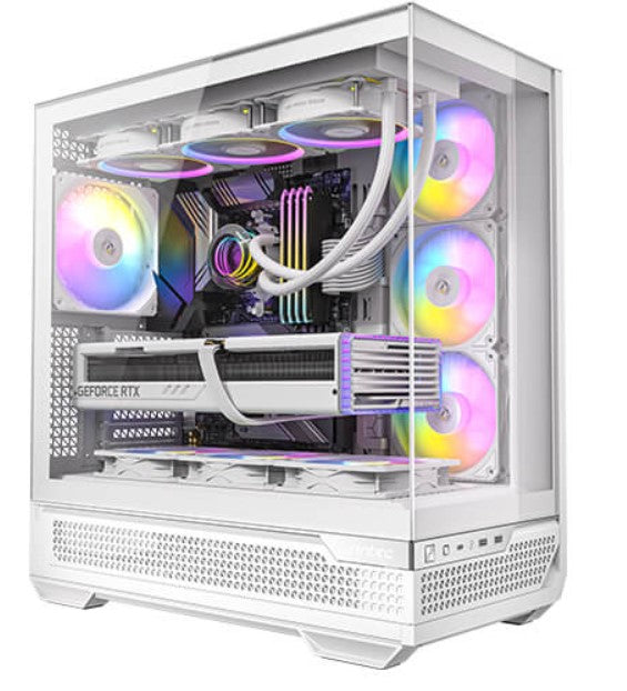 Antec C7-ARGB ATX,E-ATX Panoramic 270 View, USB-C, 4x ARGB PWM Fans. Side Radiator. RTX 5090, 9700x Back Connect MBs, Flip Door, White Case - Image 1