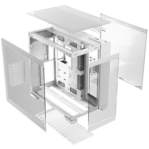 Antec C8 E-ATX, mATX, ITX, Seamless Edge View Front and Side, USB-C, 4mm Tempered Glass, 360mm liquid cooler top, bottom, side. 2x USB 3.0 White Case - Image 4