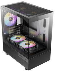 Antec CX200M RGB Elite, mATX, 270 degrees view, USB 3.0 x 2, Audio I/O Bottom. Mesh front and bottom. Clear Glass View, 5x RGB Fans.  Gaming Case - Image 2