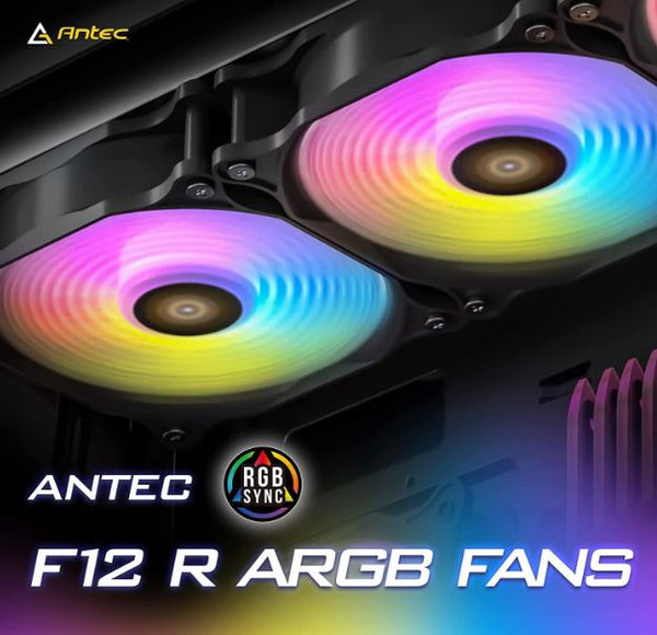 Antec F12 Racing ARGB 3 Pack w/ ARGB and PWM Controller. Full Spectrum ARGB lighting and efficient cooling. Visual appealing 120mm x 3 Case Fan.(LS)