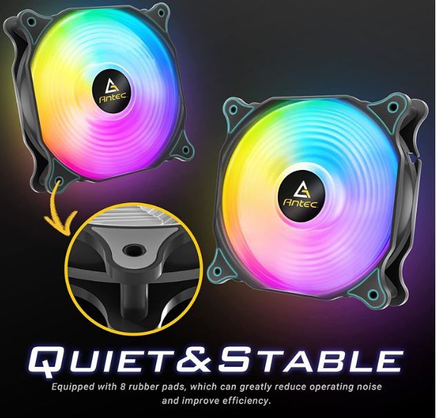 Antec F12 Racing ARGB 3 Pack w/ ARGB and PWM Controller. Full Spectrum ARGB lighting and efficient cooling. Visual appealing 120mm x 3 Case Fan.(LS) - Image 4