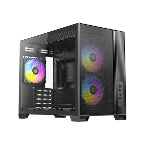 Antec Flux M Micro ATX/ITX, TG side, 5 slots, 2x3.5”,2x2.5”, 6x120mm fans incl ARGB, 360mm rad, GPU≤405mm, CPU≤175mm, USB-C. Compact MicroATX Case