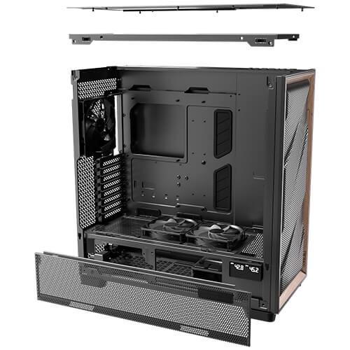 Antec FLUX PRO, E-ATX, Premium Walnut, Iunity Temperature Disp. CPU and GPU LED Display, 6x High Performance Fans, ARGB PWN Ctrl, PSU Shift, Case - Image 2