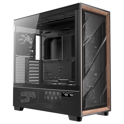 Antec Flux Pro EUV - Black, Full Tower, E-ATX/ATX/Micro-ATX/ITX, Tempered Glass, Wood Front, USB-C, 6× PWM Fans, 2Yr Wty. - Image 1