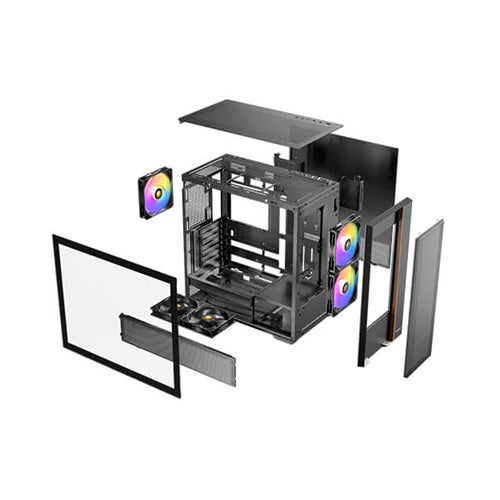 Antec Flux Rear ATX Micro-ATX ITX, TG side, 7 slots, 1x3.5”,2x2.5”, 5 fans incl ARGB, 360mm rad, GPU≤400mm, Mid Tower case - Image 4