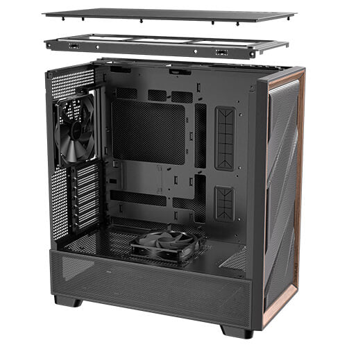 Antec Flux SE ATX, E-ATX, matx, Walnut Wood Trim Solid Side Panel, 5 x PWM Fans, Multi-Direction Vent design, Removable Top Cooling Bracket. Case - Image 2