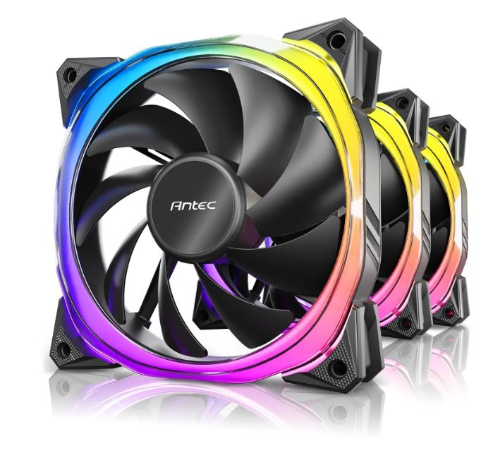 Antec Fusion 3x 120mm ARGB PWM HB Fan + ARGB Controller, 57.93 CFM, AP 2.11, Noise Level 31.21. Woven Cable, PMW Daisy Chain design, 3 Yrs Wty(LS) - Image 2