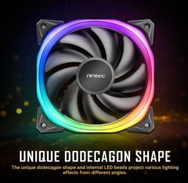 Antec Fusion 3x 120mm ARGB PWM HB Fan + ARGB Controller, 57.93 CFM, AP 2.11, Noise Level 31.21. Woven Cable, PMW Daisy Chain design, 3 Yrs Wty(LS) - Image 4