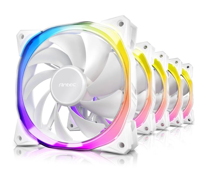 Antec Fusion 5x 120mm ARGB PWM HB white Fans + ARGB Controller, 57.93 CFM, AP 2.11, Noise Level 31.21. Woven Cable, PMW Daisy Chain design(LS) - Image 2