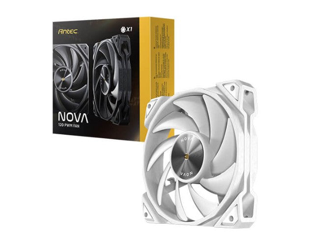 Antec Nova White 120 PWM 3-Phase Speed Controller. Low Power, High Heat Dissipation, Low Noise Ultimate Fan - 1x Fan with controller - Image 1