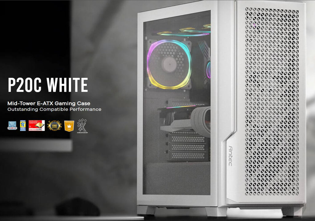 Antec P20C White, ATX, E-ATX, ATX, USB-C, Cable management , 4x HDD or SSD , 375mm GPU, 170mm CPU  3x PWM white 12 CM Fan, Tempered Glass,  Case (LS) - Image 5