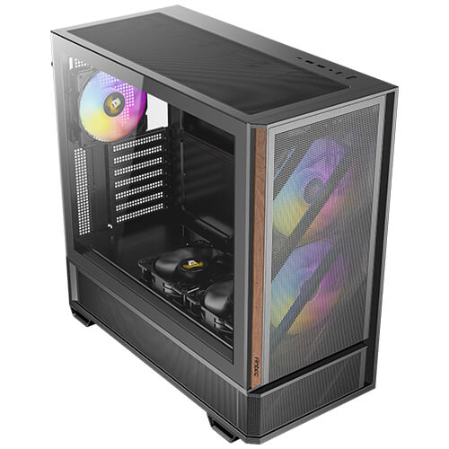 Antec P30 ARGB Mid Tower, 478×222×465 mm, Steel+Plastic+Wood, ATX/mATX/ITX, 4mm TG, 2xUSB3.0, Type-C, 7 slots, 2/1×3.5"/2.5", ARGB fans 3+2, GPU 405 - Image 4